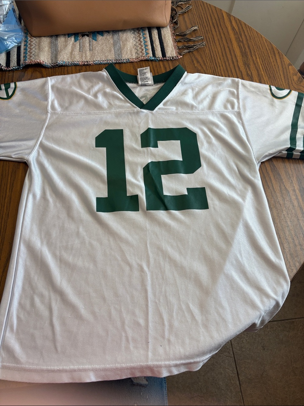 NFL White and Green #12 Kids Jersey